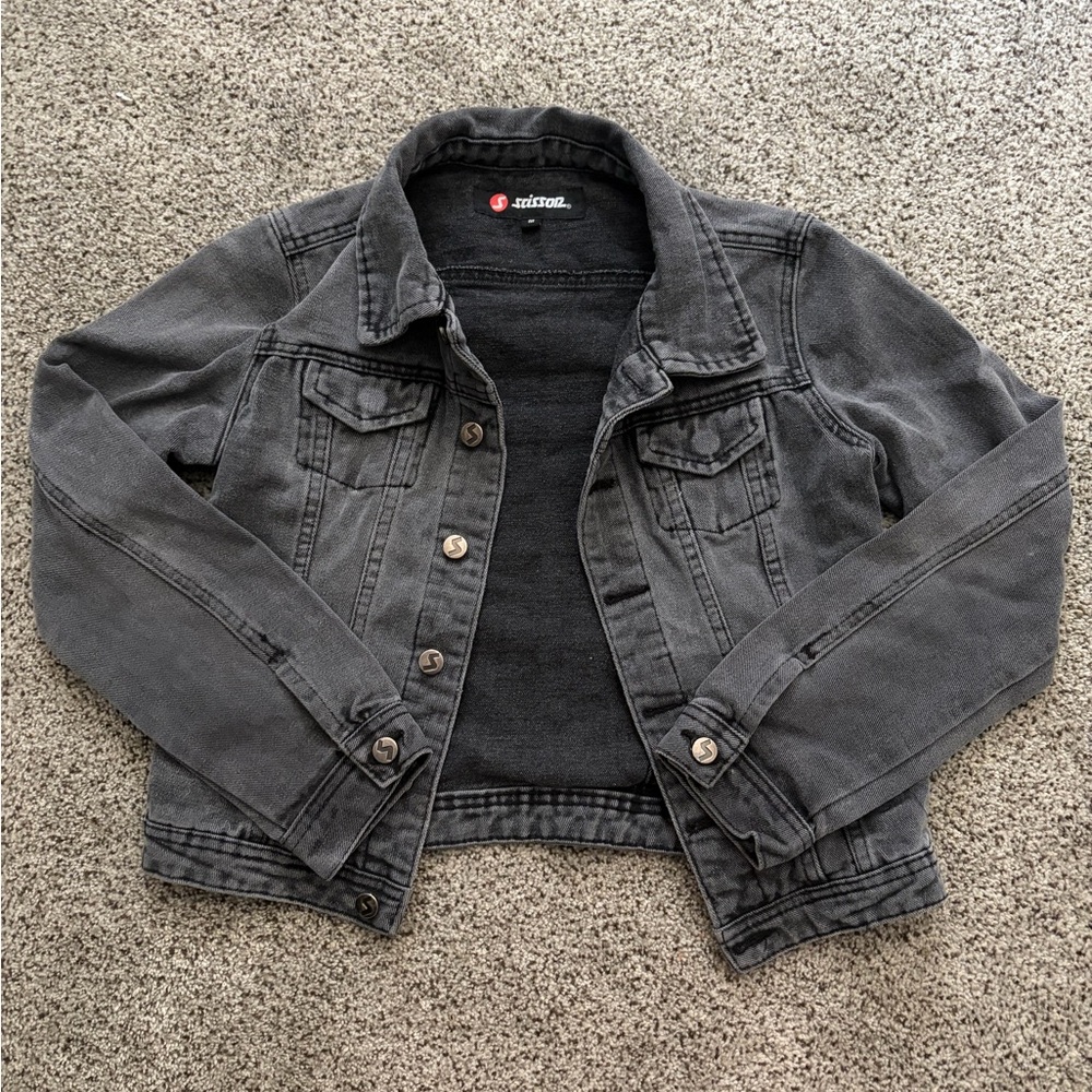 Staccato Girls' Washed Black‎ Denim Trucker Jacket